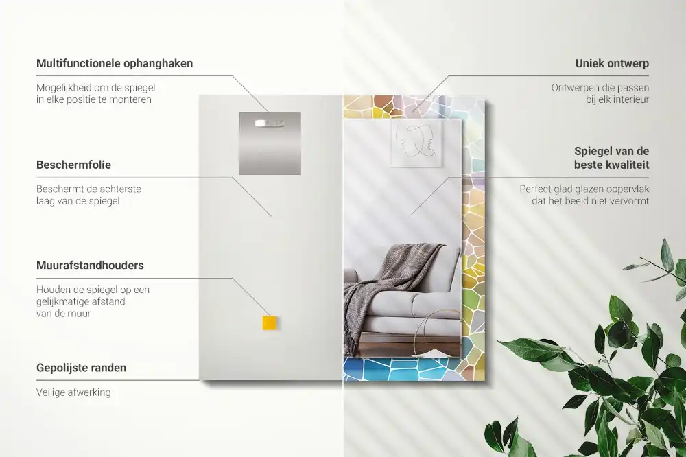 Spiegel mit rechteckigem aufdruck Bunte abstrakte Mosaik