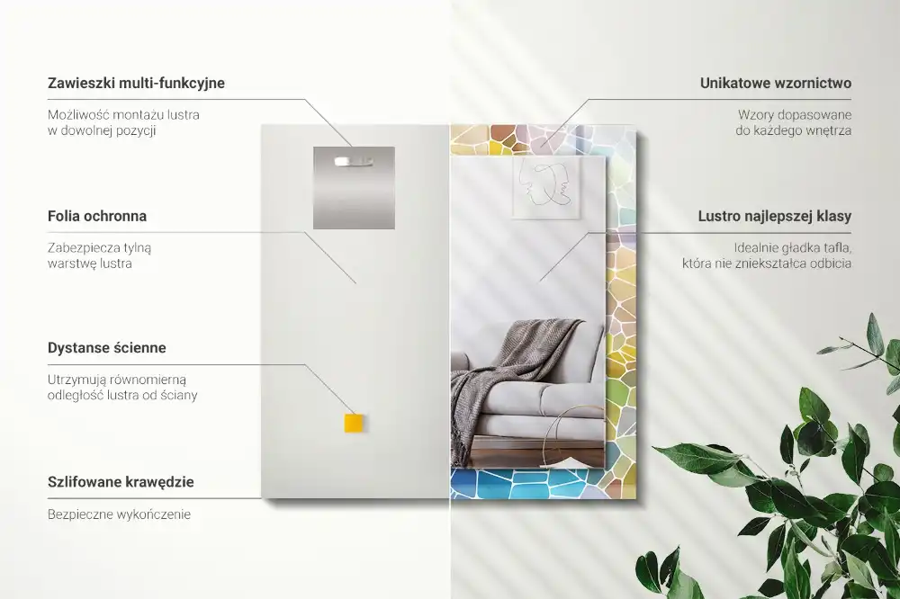 Spiegel mit rechteckigem aufdruck Bunte abstrakte Mosaik