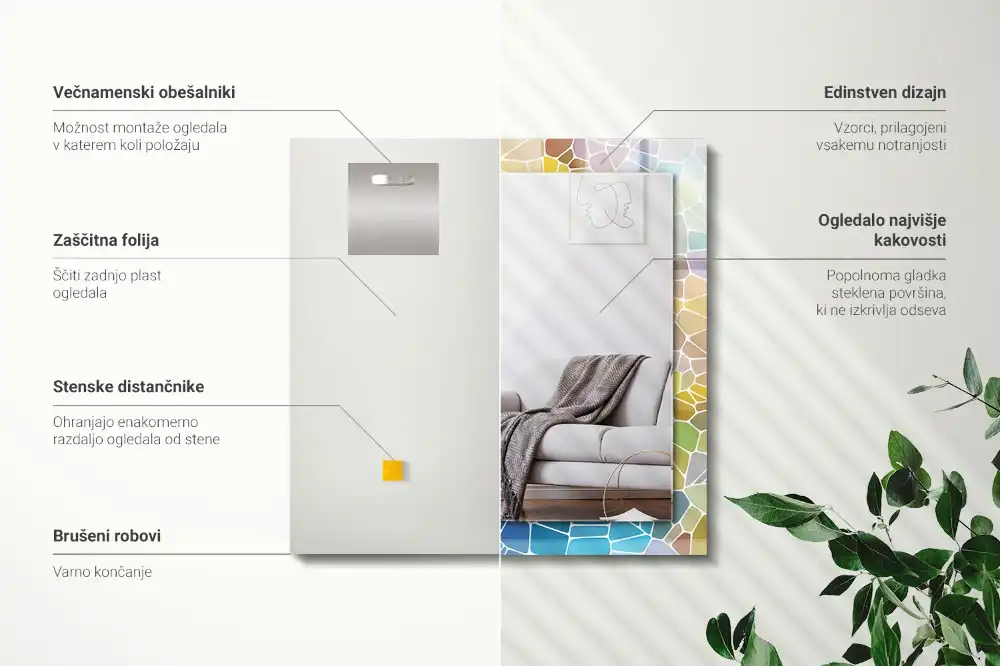 Spiegel mit rechteckigem aufdruck Bunte abstrakte Mosaik