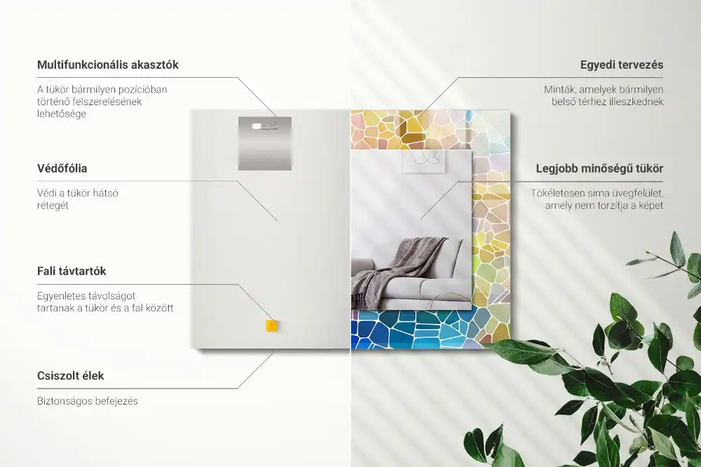 Spiegel mit rechteckigem aufdruck Bunte abstrakte Mosaik