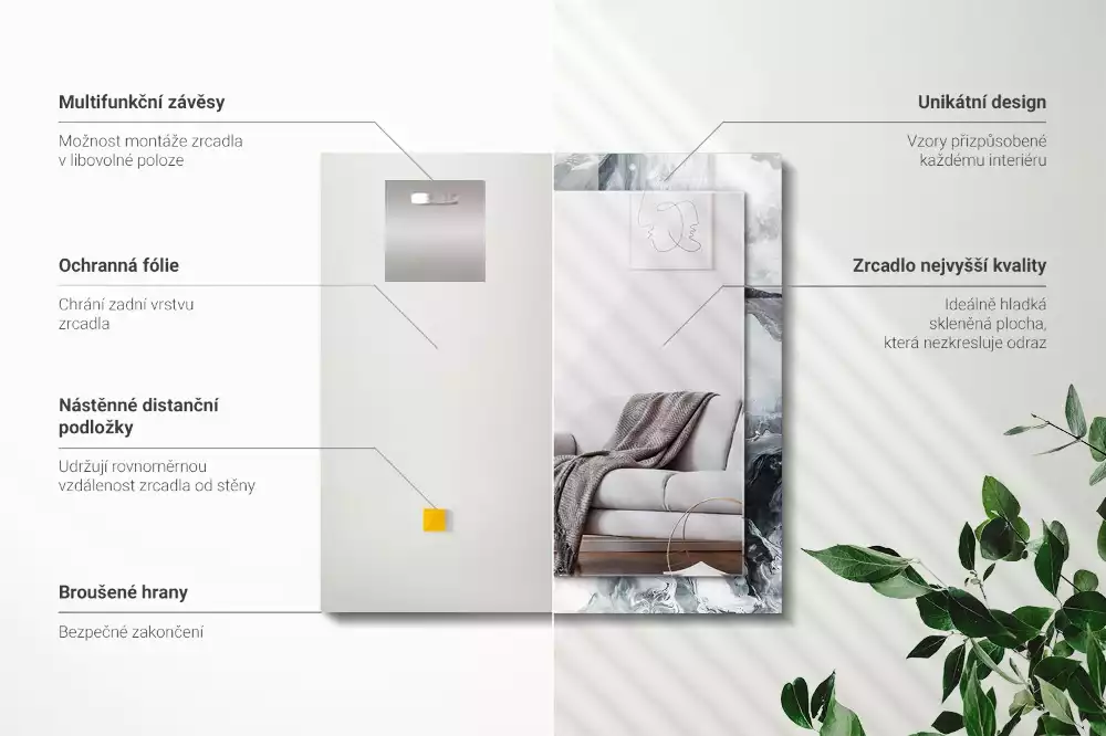 Rechteckiger spiegel Abstrakte malerische Komposition