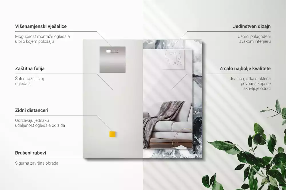 Rechteckiger spiegel Abstrakte malerische Komposition