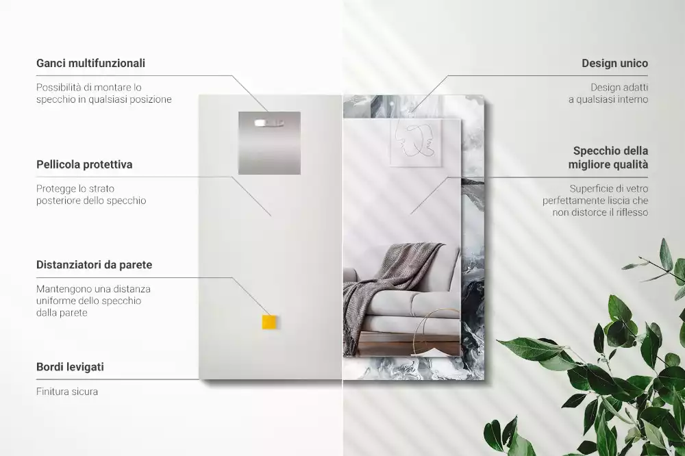 Rechteckiger spiegel Abstrakte malerische Komposition