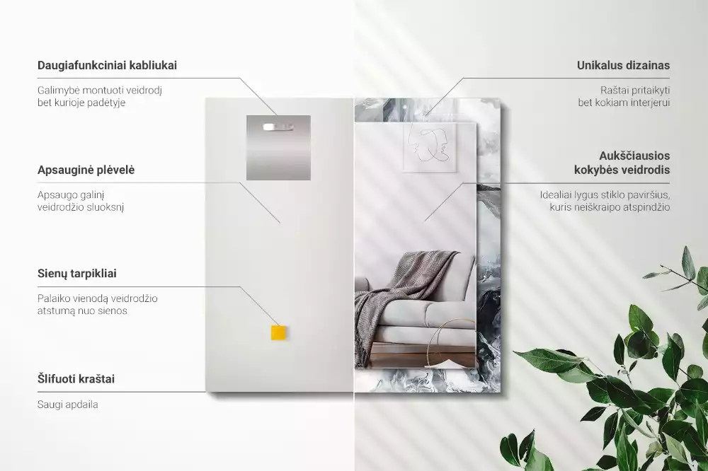 Rechteckiger spiegel Abstrakte malerische Komposition