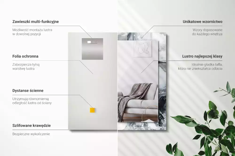 Rechteckiger spiegel Abstrakte malerische Komposition