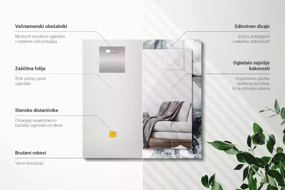 Rechteckiger spiegel Abstrakte malerische Komposition