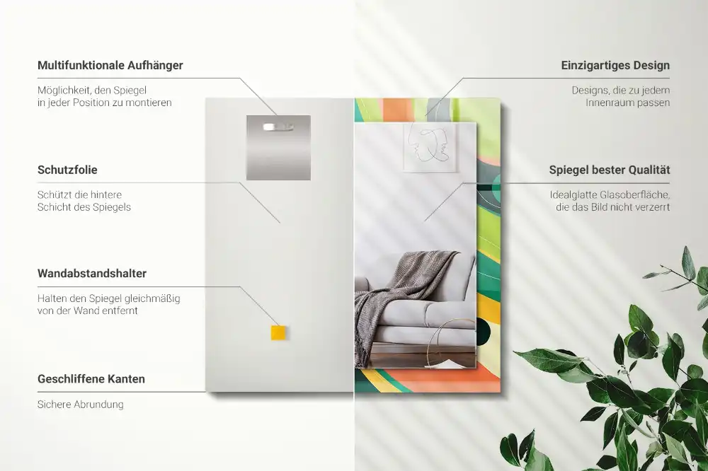 Spiegel mit rechteckigem aufdruck Abstrakte bunte Muster