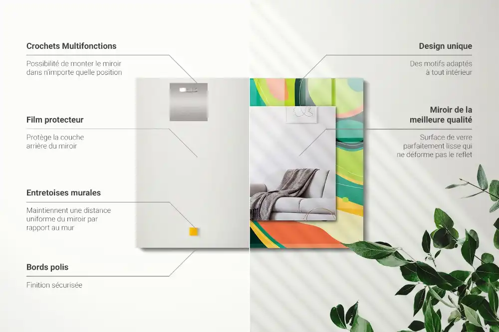 Spiegel mit rechteckigem aufdruck Abstrakte bunte Muster