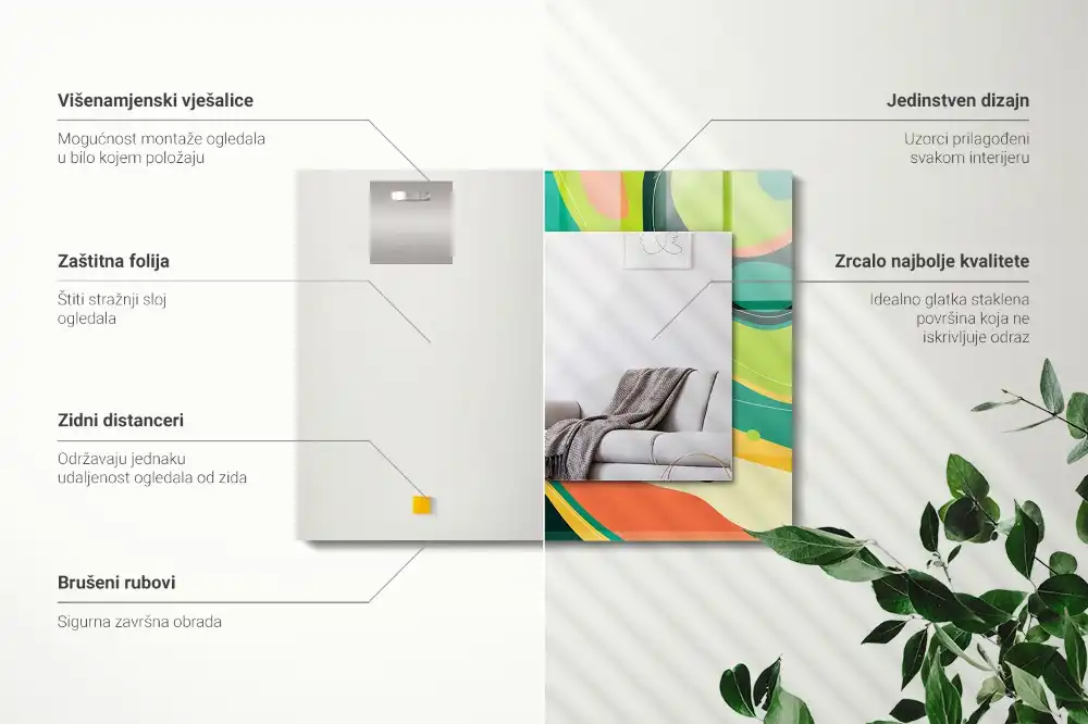 Spiegel mit rechteckigem aufdruck Abstrakte bunte Muster