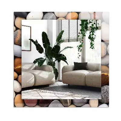 Rechteckiger dekorativer spiegel Bunte glatte Steine