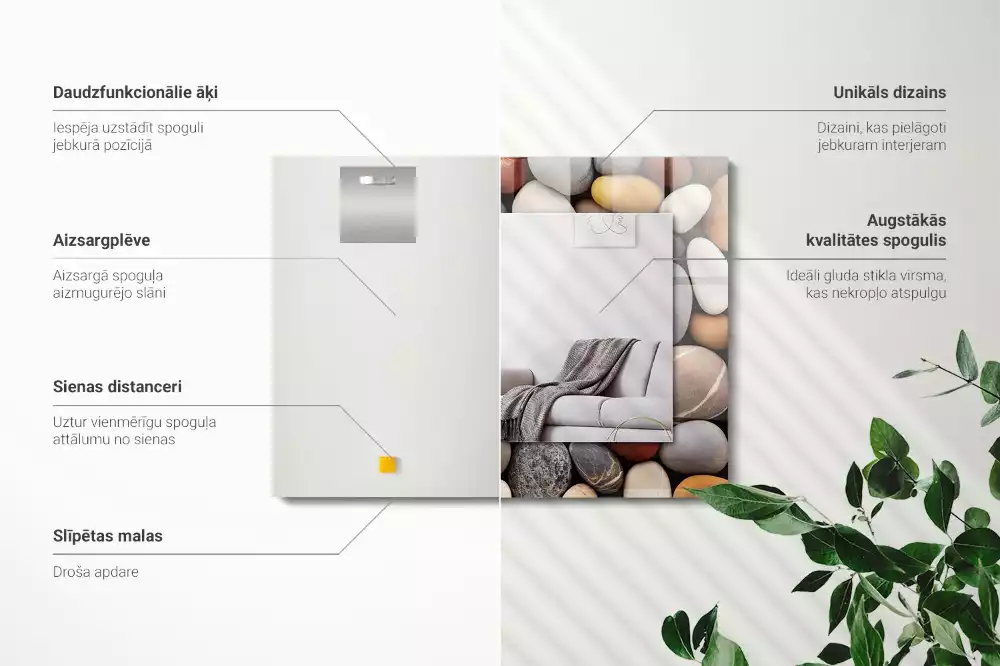 Rechteckiger dekorativer spiegel Bunte glatte Steine