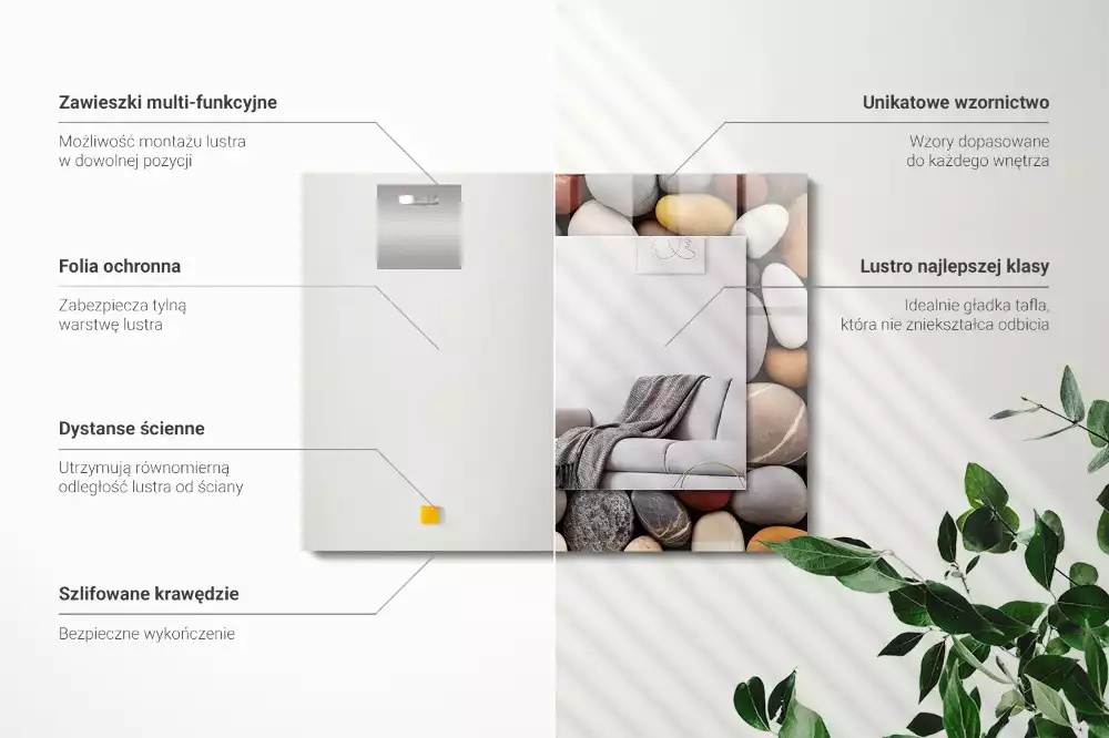 Rechteckiger dekorativer spiegel Bunte glatte Steine