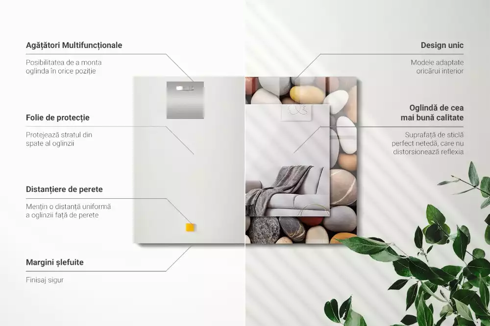 Rechteckiger dekorativer spiegel Bunte glatte Steine