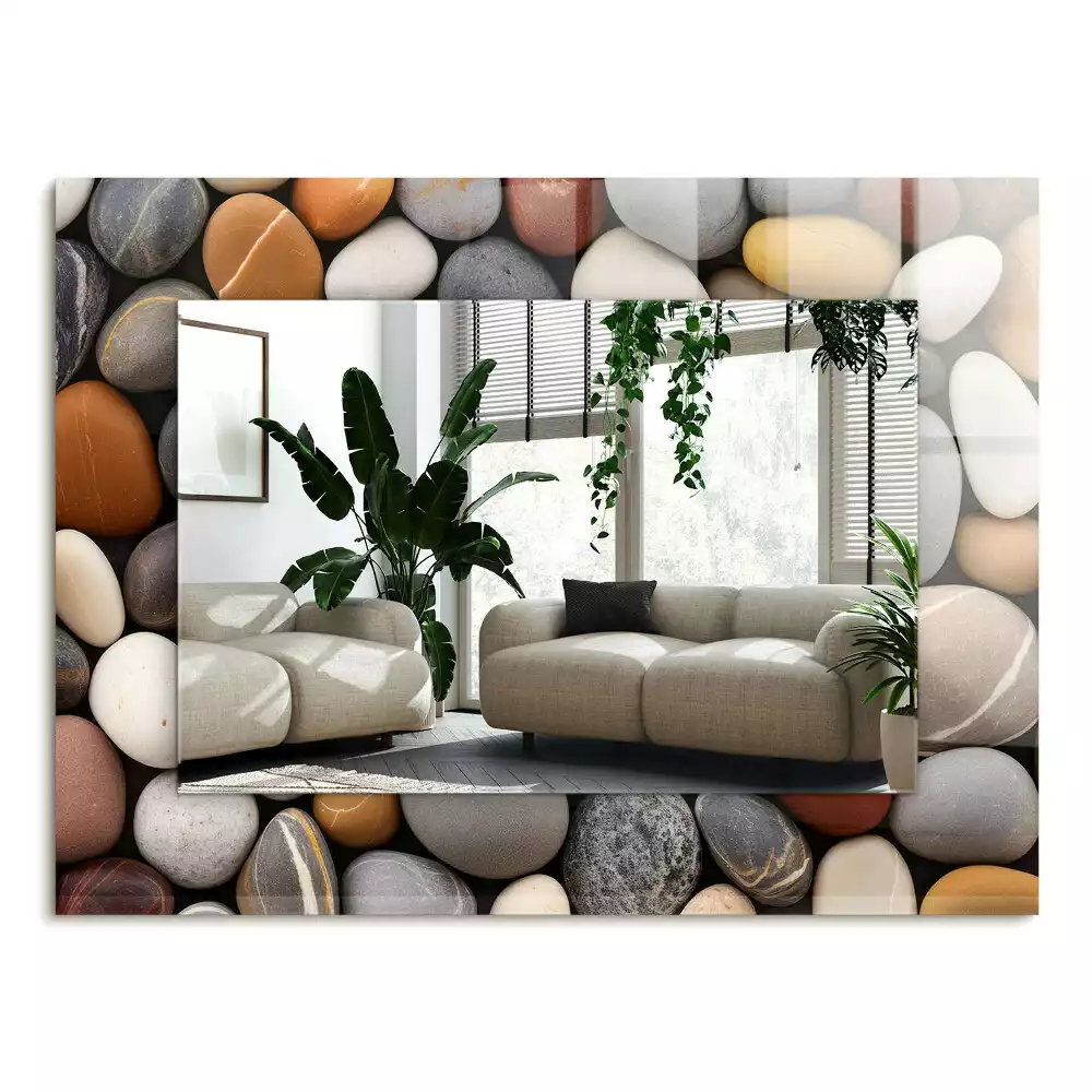 Rechteckiger dekorativer spiegel Bunte glatte Steine