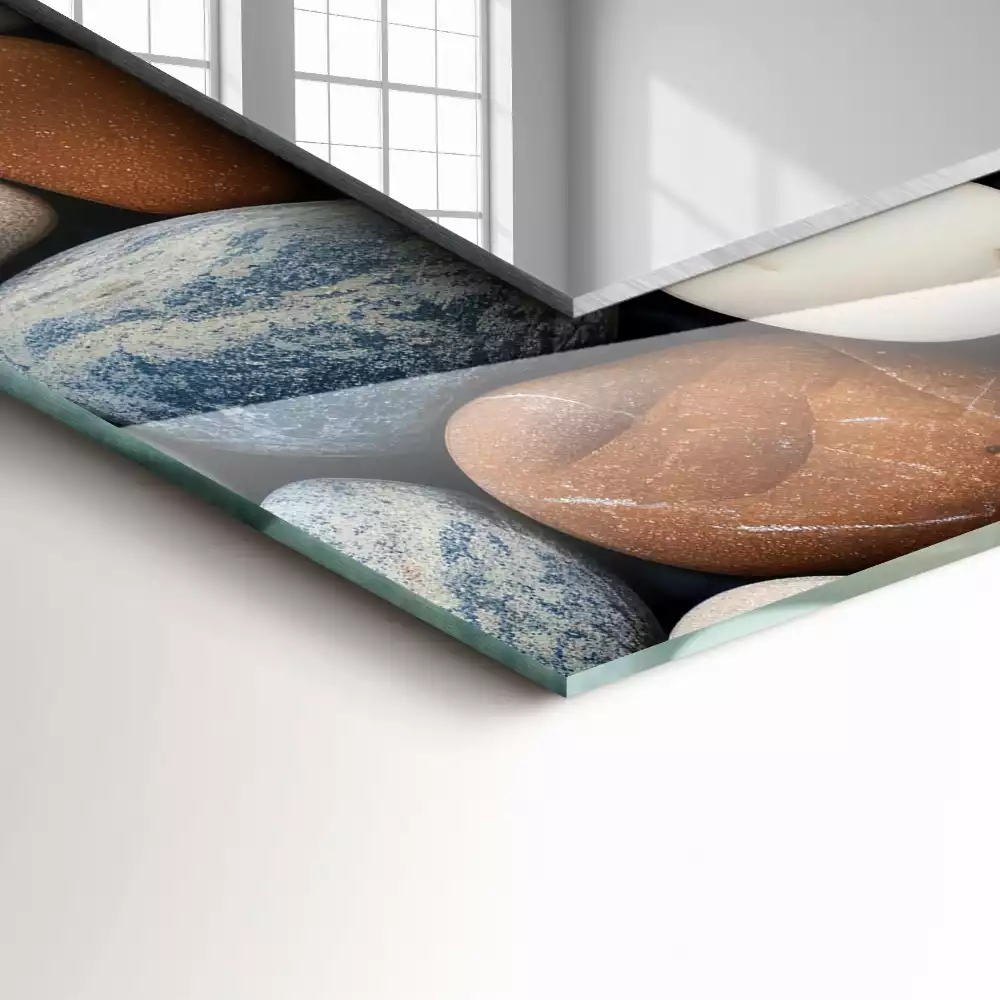 Spiegel mit rechteckigem aufdruck Bunte glatte Steine