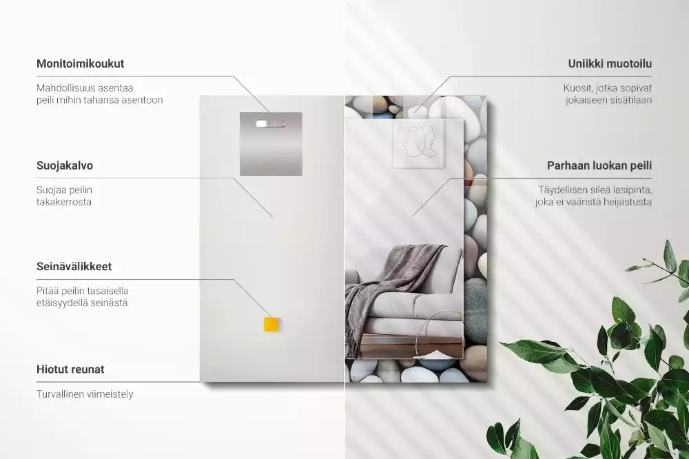 Spiegel mit rechteckigem aufdruck Bunte glatte Steine