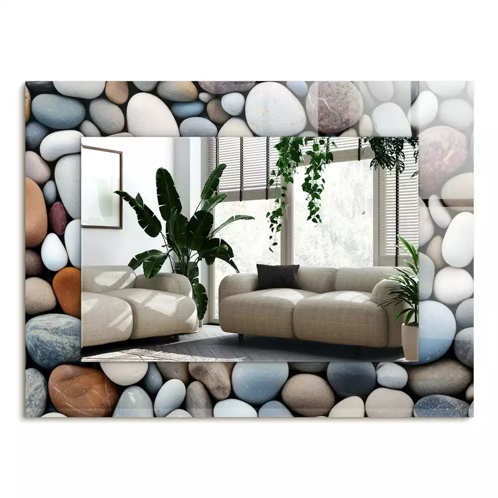 Spiegel mit rechteckigem aufdruck Bunte glatte Steine