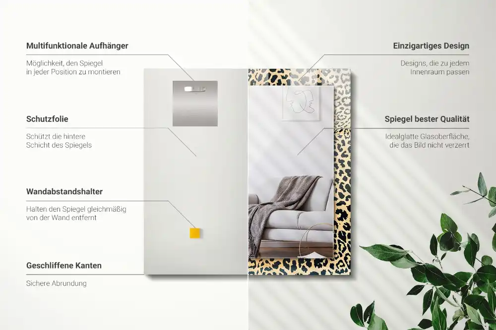 Rechteckiger spiegel Leopardenmuster