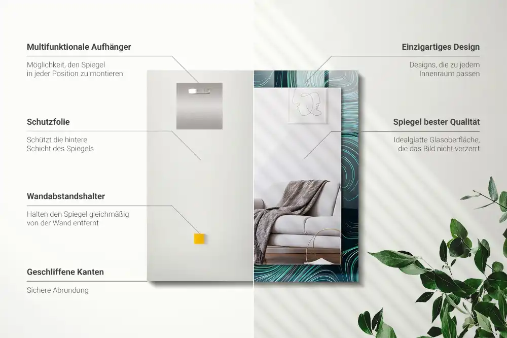 Rechteckiger dekorativer spiegel Abstrakte Linienmuster