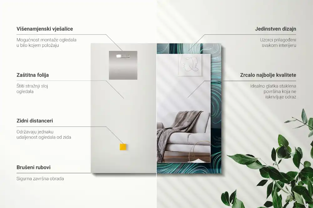 Rechteckiger dekorativer spiegel Abstrakte Linienmuster