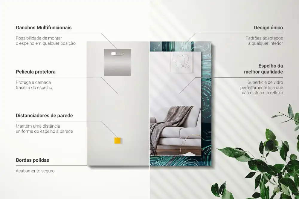 Rechteckiger dekorativer spiegel Abstrakte Linienmuster