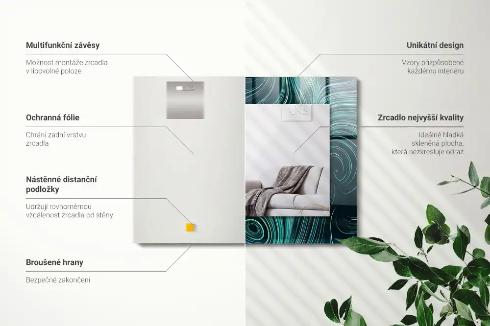 Rechteckiger dekorativer spiegel Abstrakte Linienmuster