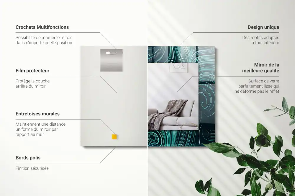 Rechteckiger dekorativer spiegel Abstrakte Linienmuster