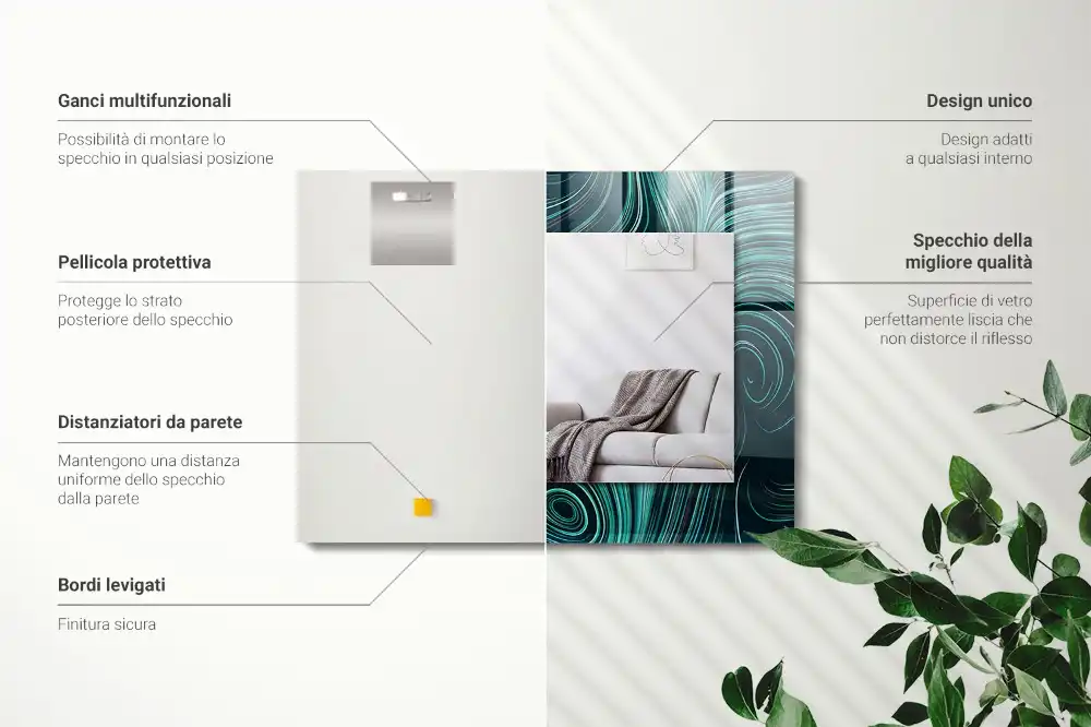 Rechteckiger dekorativer spiegel Abstrakte Linienmuster