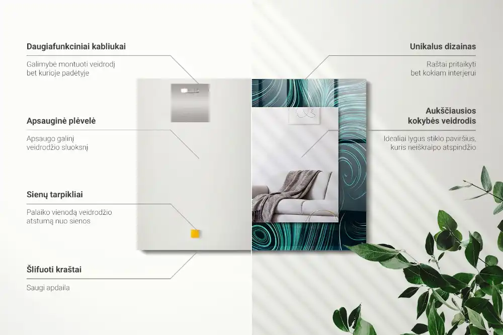 Rechteckiger dekorativer spiegel Abstrakte Linienmuster