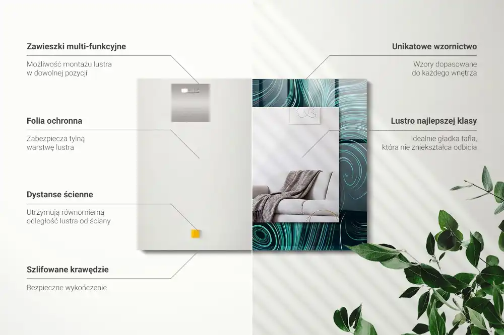 Rechteckiger dekorativer spiegel Abstrakte Linienmuster