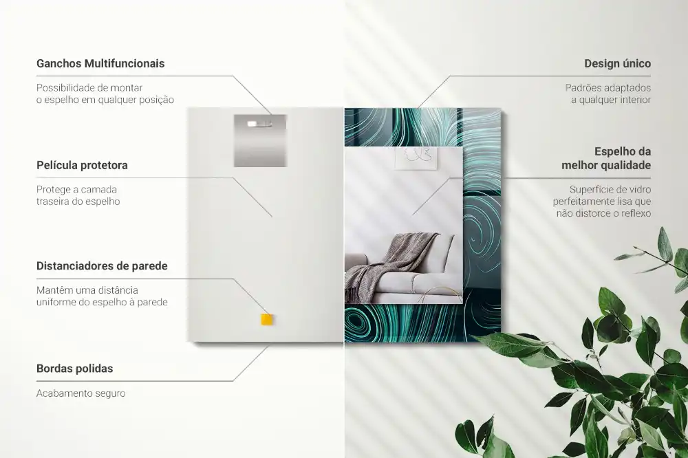 Rechteckiger dekorativer spiegel Abstrakte Linienmuster