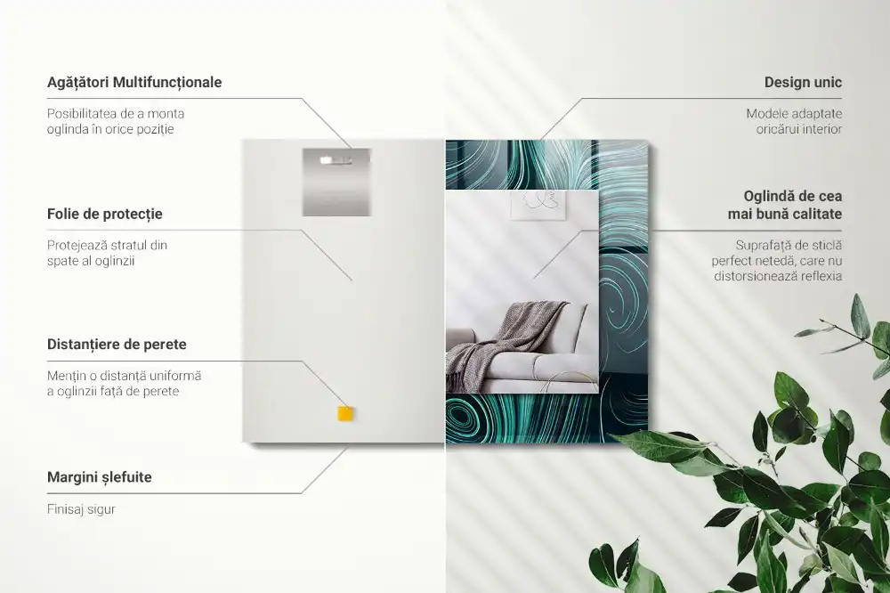 Rechteckiger dekorativer spiegel Abstrakte Linienmuster