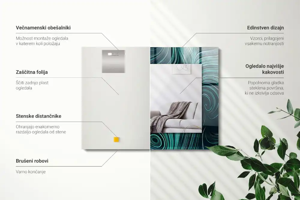 Rechteckiger dekorativer spiegel Abstrakte Linienmuster