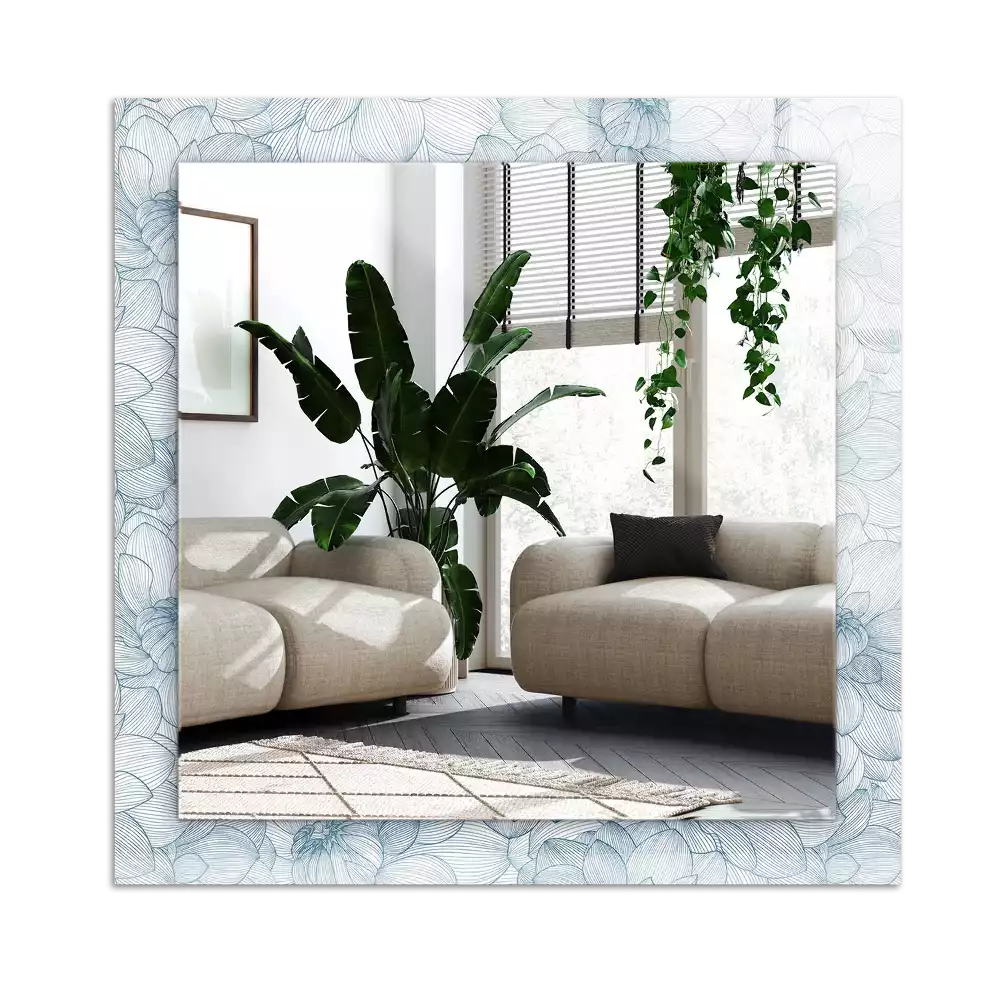 Rechteckiger dekorativer spiegel Blaues Blumenmuster