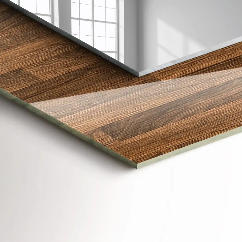 Spiegel mit rechteckigem aufdruck Holzpaneele