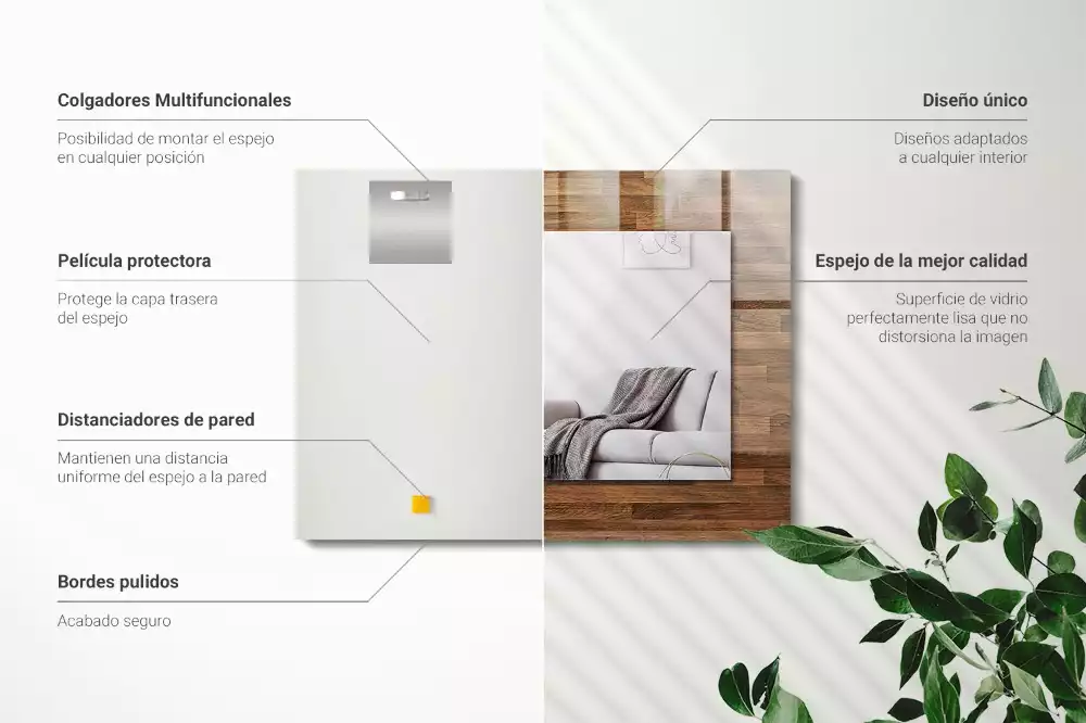 Spiegel mit rechteckigem aufdruck Holzpaneele