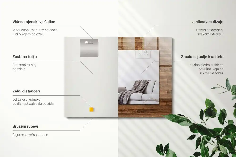 Spiegel mit rechteckigem aufdruck Holzpaneele