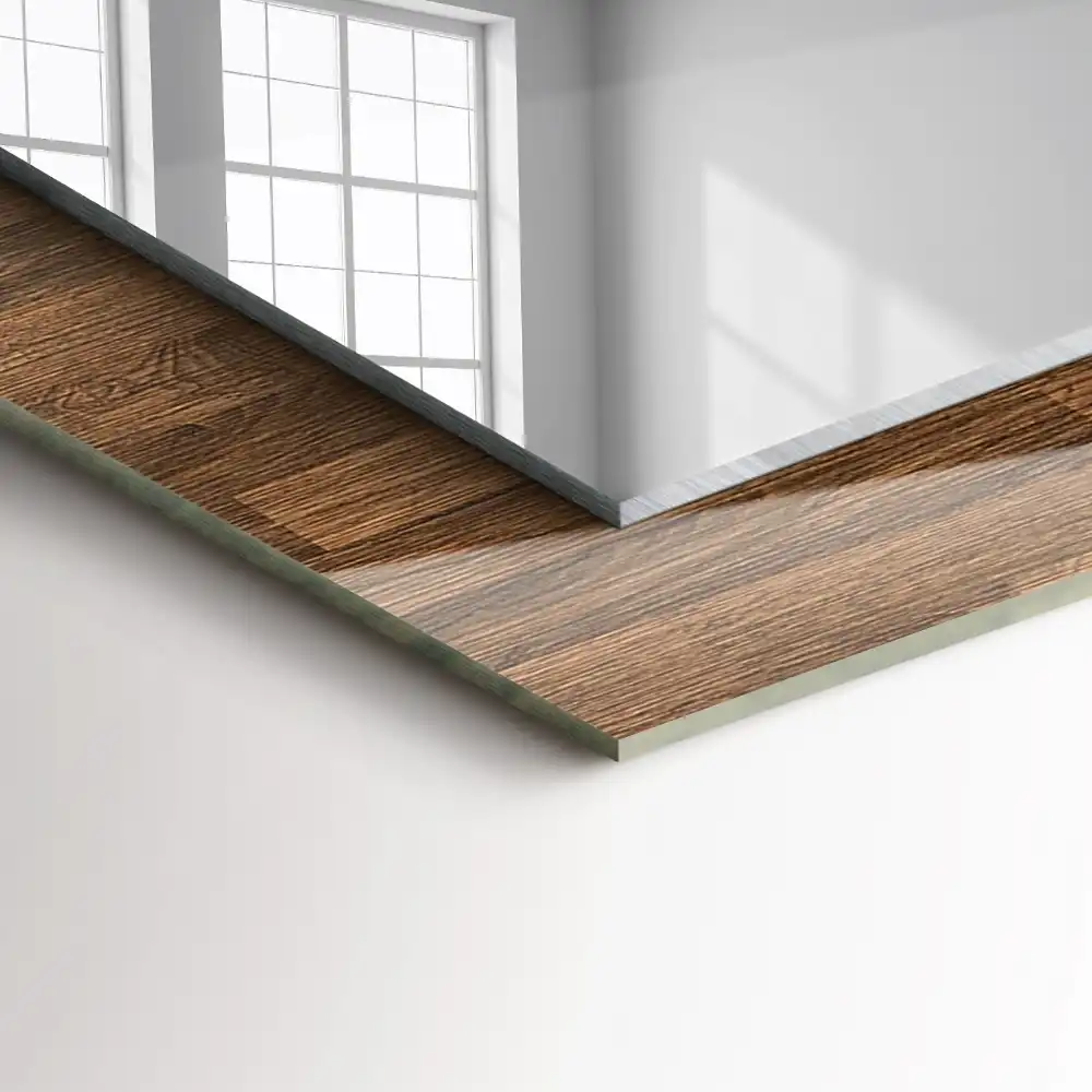 Spiegel mit rechteckigem aufdruck Holzpaneele