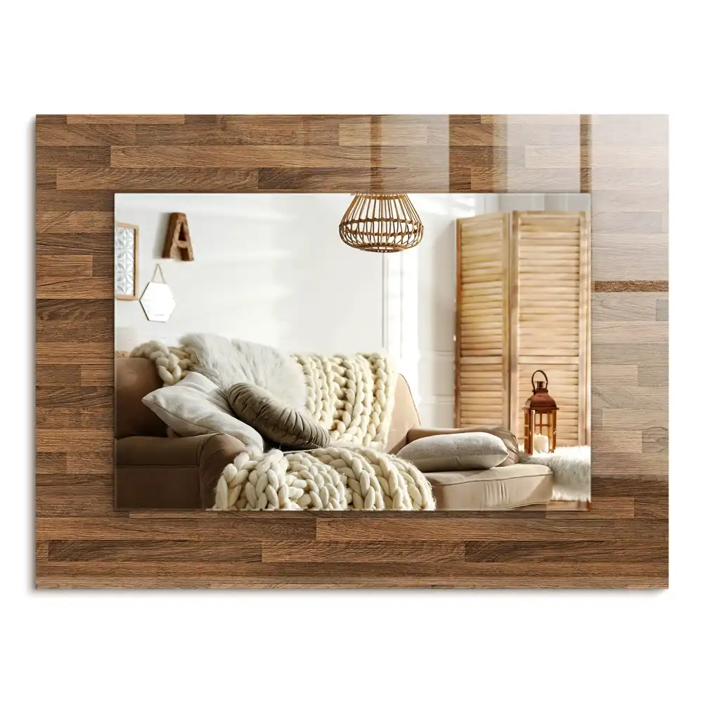 Spiegel mit rechteckigem aufdruck Holzpaneele