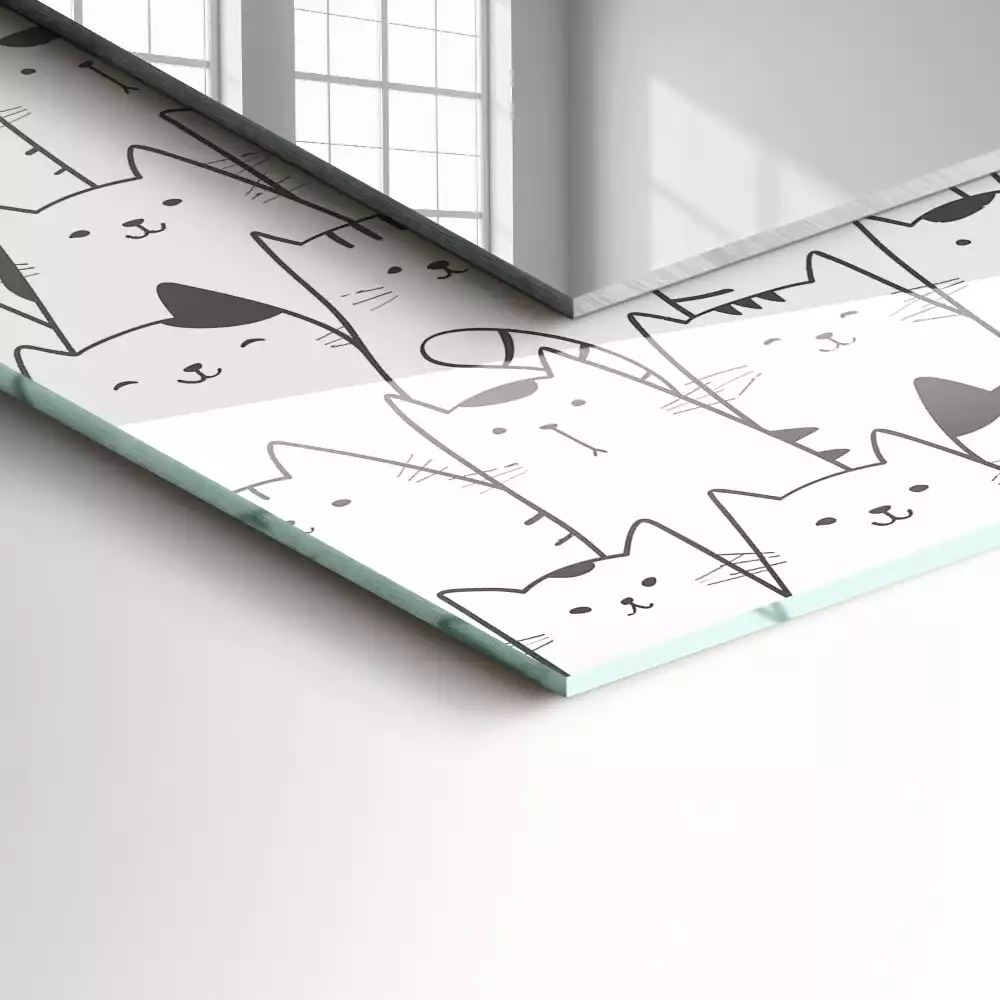 Spiegel mit rechteckigem aufdruck Fröhliche Katzen