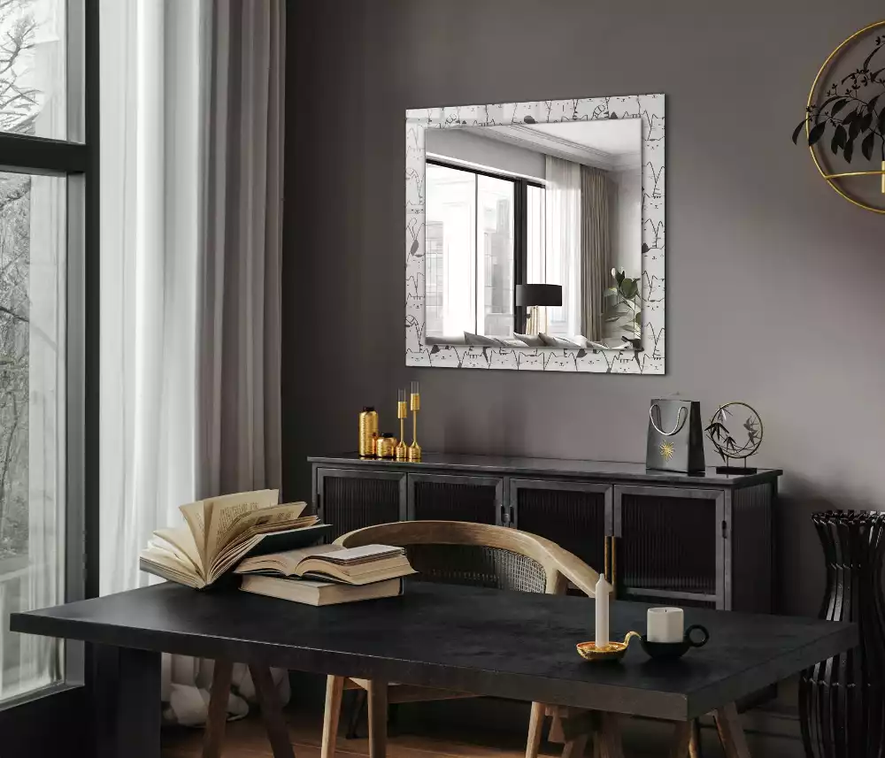 Spiegel mit rechteckigem aufdruck Fröhliche Katzen