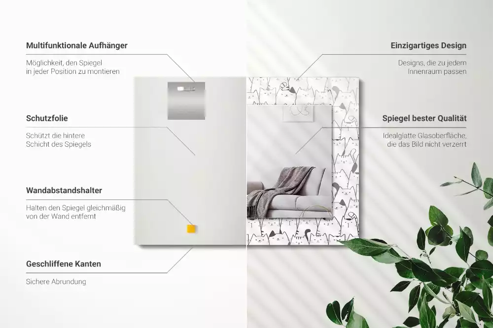 Spiegel mit rechteckigem aufdruck Fröhliche Katzen