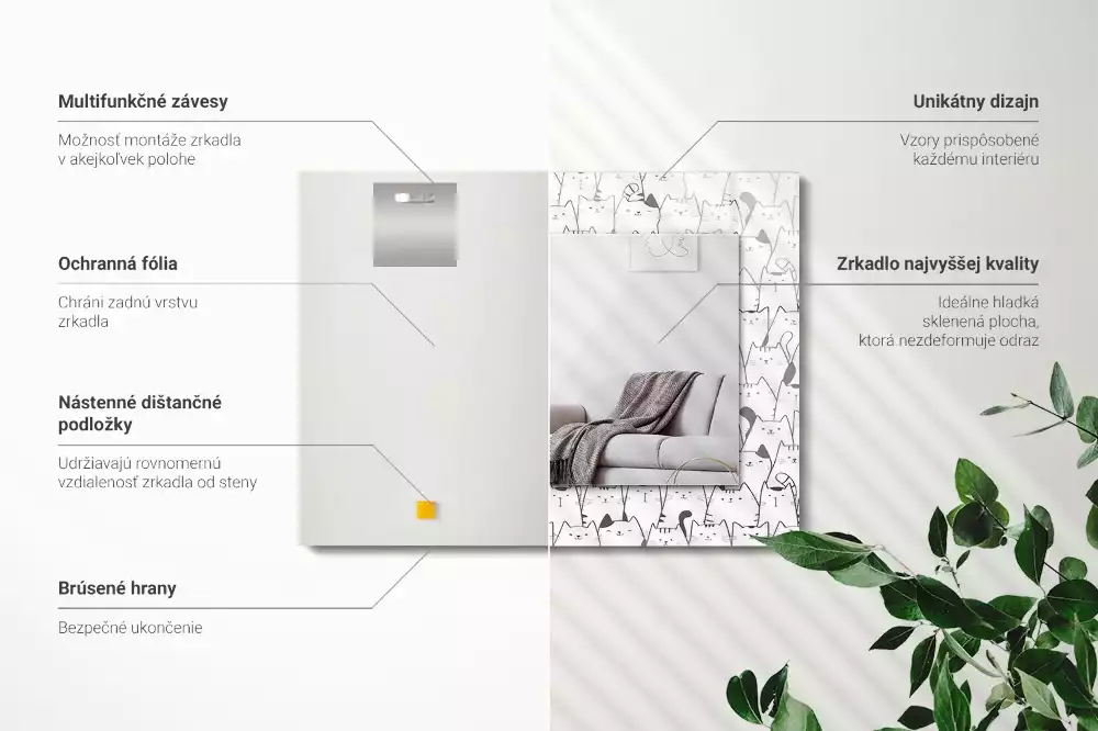 Spiegel mit rechteckigem aufdruck Fröhliche Katzen