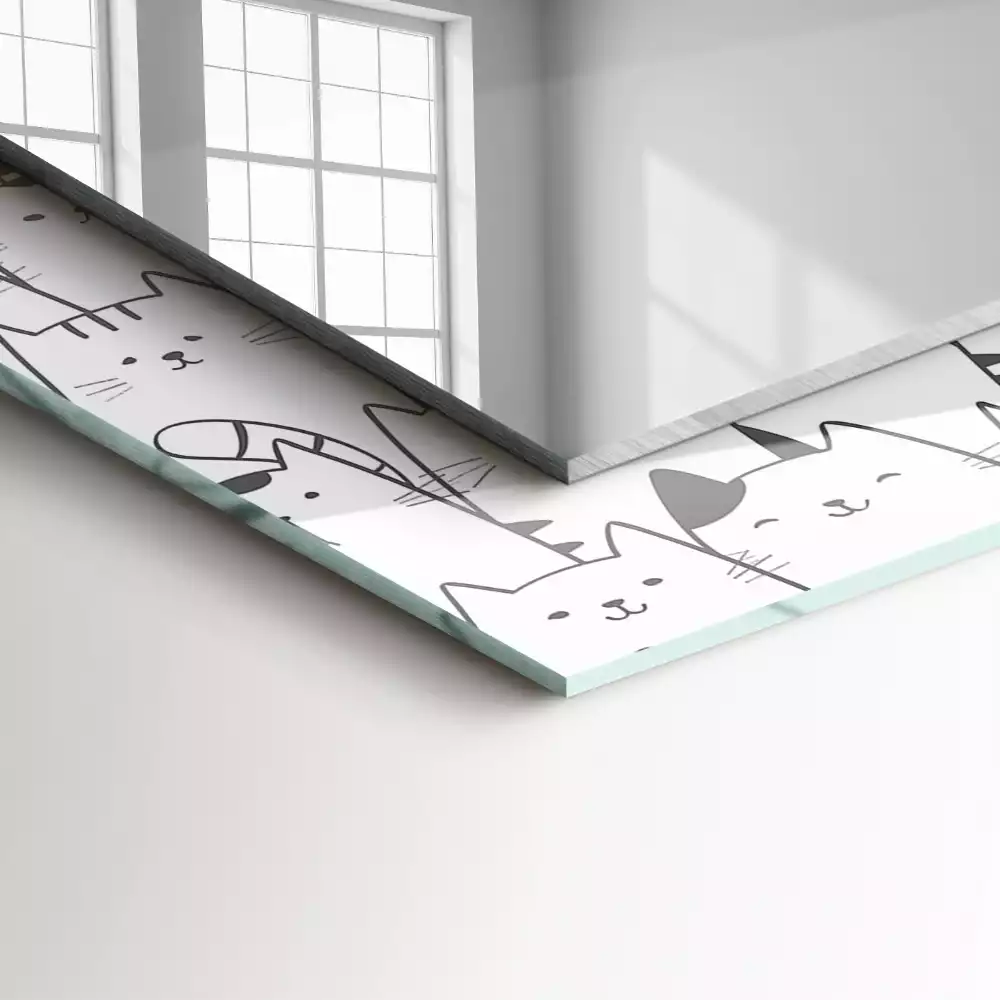 Spiegel mit rechteckigem aufdruck Fröhliche Katzen