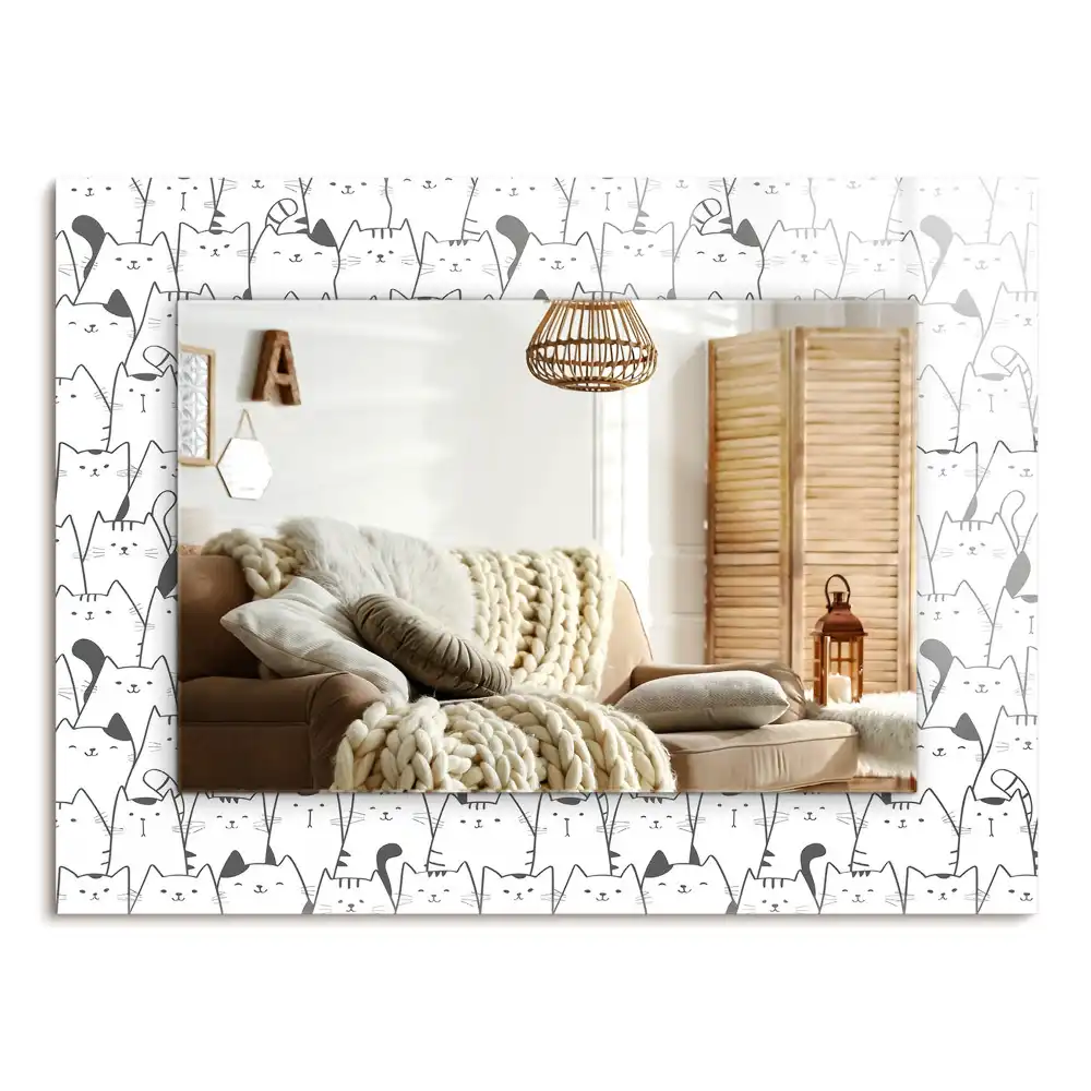 Spiegel mit rechteckigem aufdruck Fröhliche Katzen