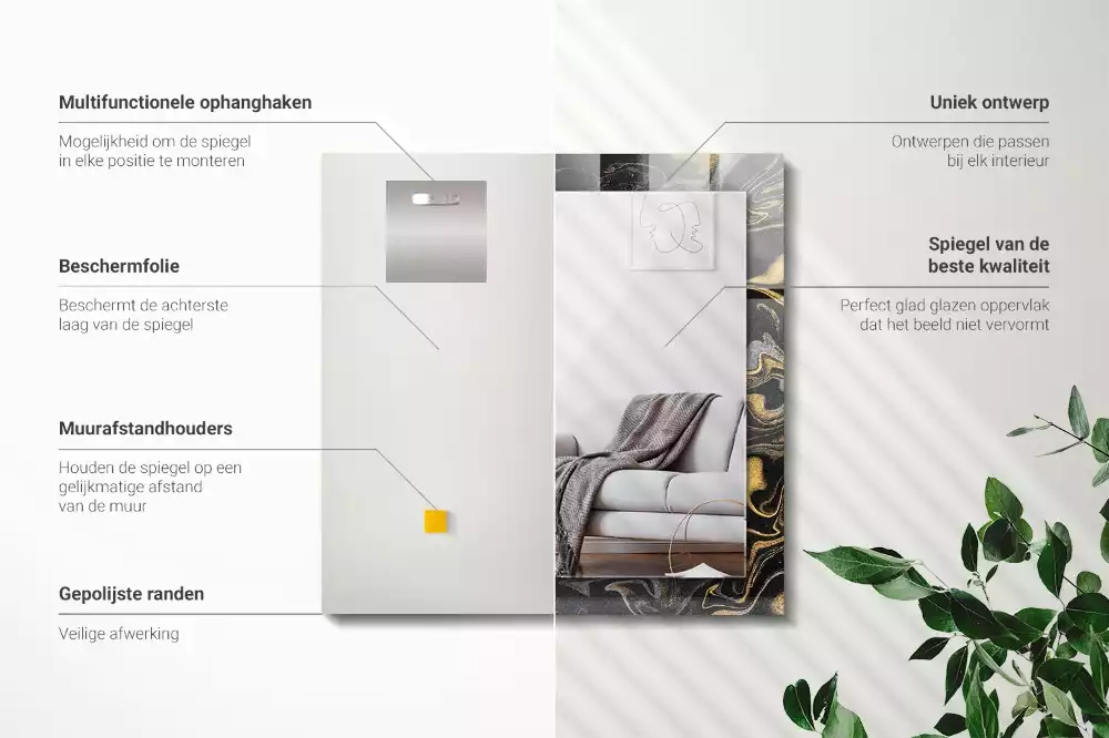 Rechteckiger dekorativer spiegel Abstraktes Marmormuster