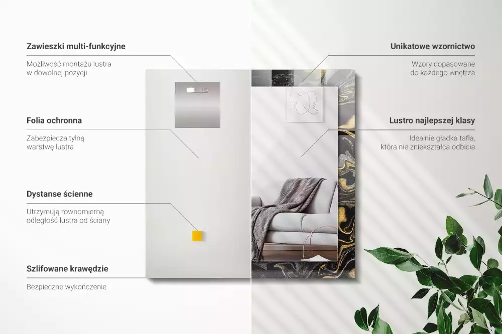 Rechteckiger dekorativer spiegel Abstraktes Marmormuster