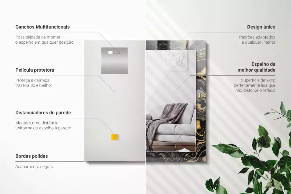 Rechteckiger dekorativer spiegel Abstraktes Marmormuster