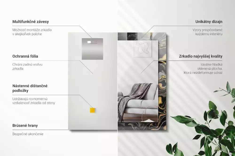 Rechteckiger dekorativer spiegel Abstraktes Marmormuster