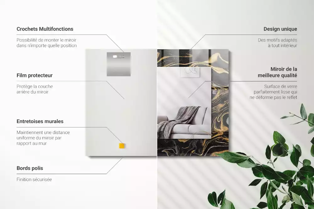 Rechteckiger dekorativer spiegel Abstraktes Marmormuster